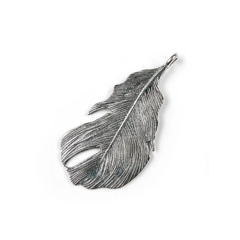 Ornament metalic Charm, 2 buc - pana de pasare, lat