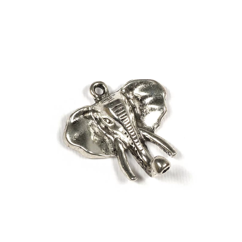 Charm, ornament metalic, 1 buc - elefant, 3D, 35x35x10mm
