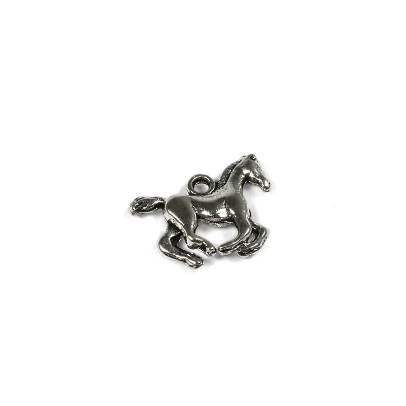 Charm, ornament metalic, 1 buc - cal, galop, 3D, mic