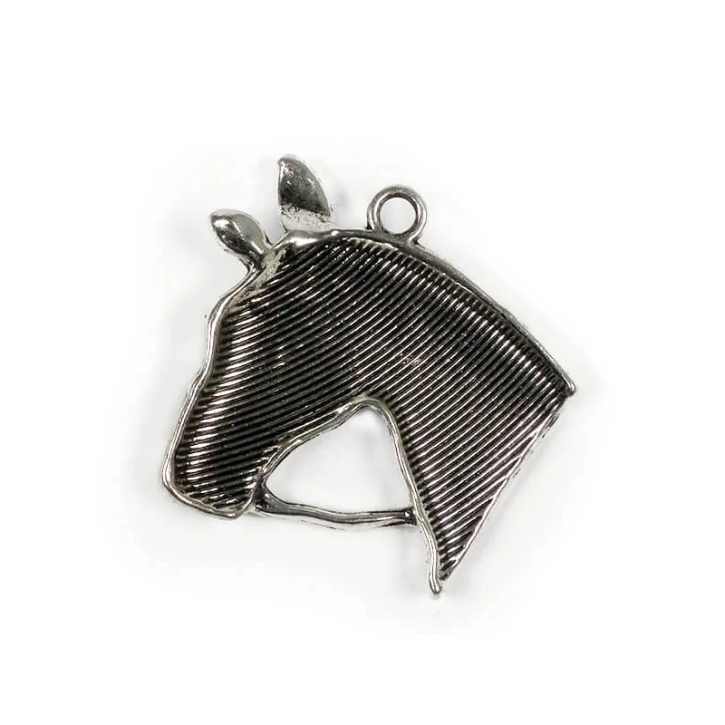 Charm, ornament metalic, 1 buc - cap de cal