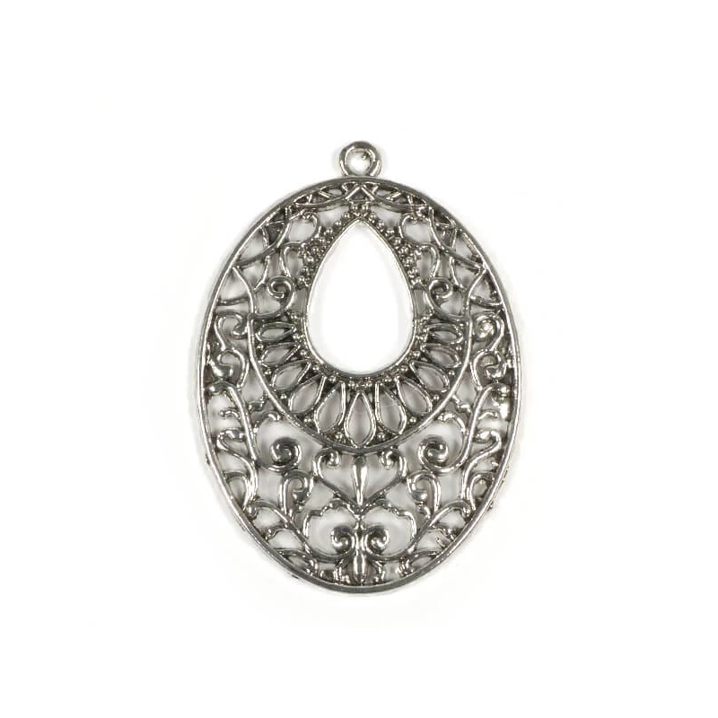 Charm, ornament metalic, 1 buc - oval