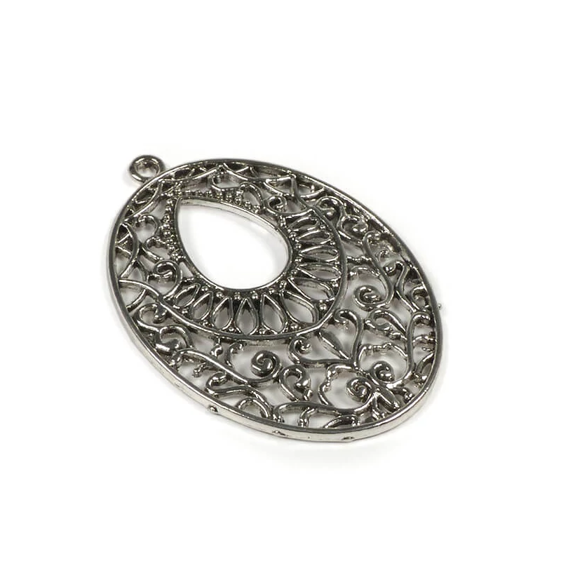Charm, ornament metalic, 1 buc - oval