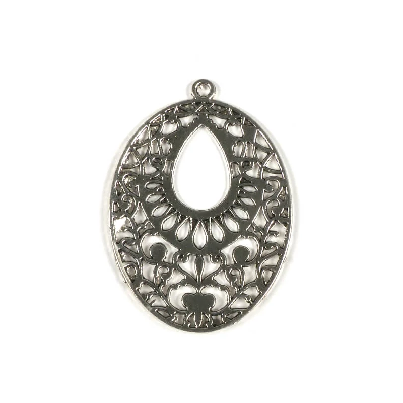 Charm, ornament metalic, 1 buc - oval