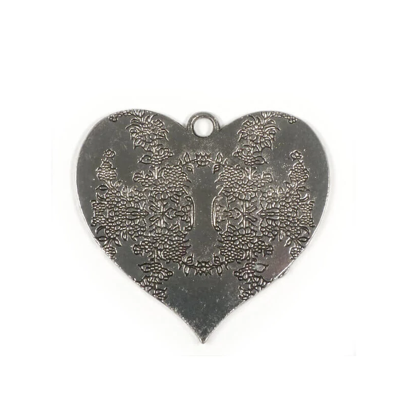 Ornament metalic Charm, 1 buc - inimă, floral