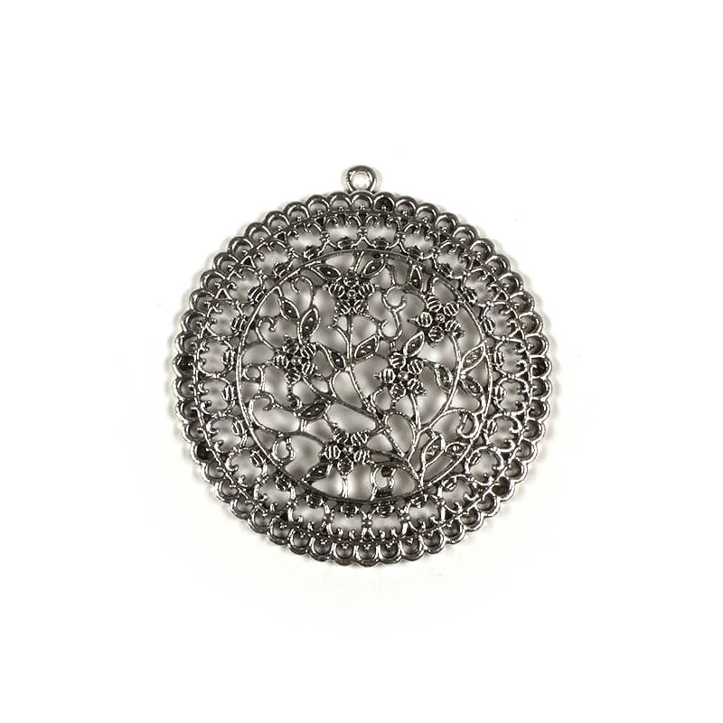 Ornament metalic Charm, 1 buc - rotund, ajurat, floral, decorativ