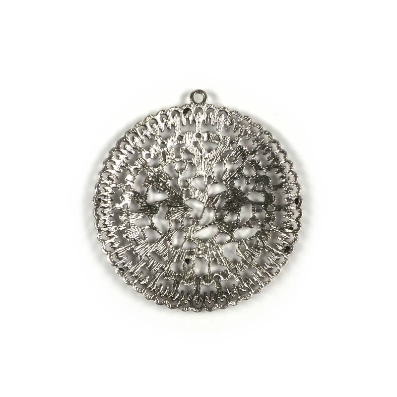 Ornament metalic Charm, 1 buc - rotund, ajurat, floral, decorativ