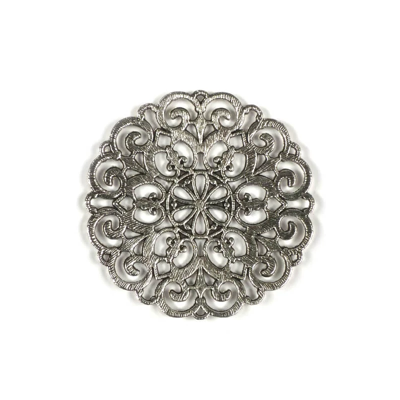 Charm, ornament metalic, 1 buc - rotund, străpuns, inimă