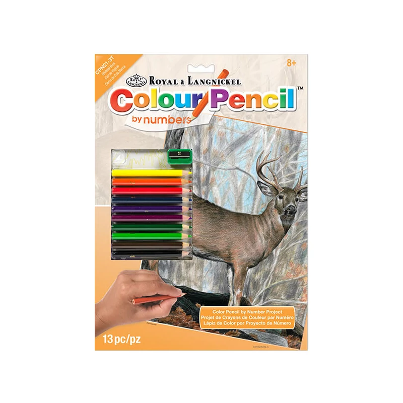 Set de colorat după numere, creioane colorate+ascuțitoare, 22x30 cm - animale