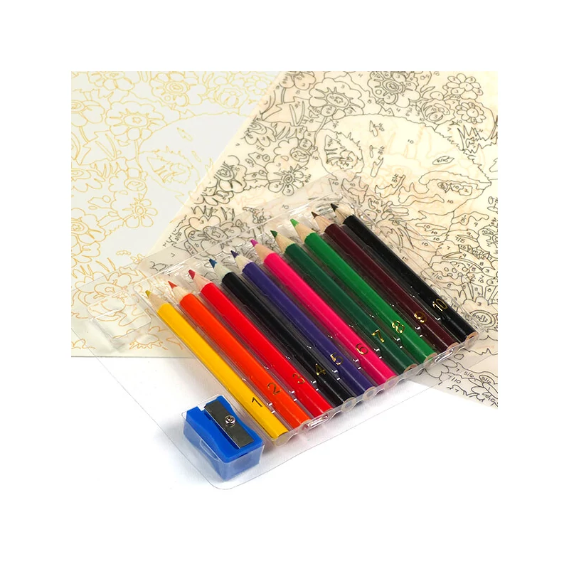 Set de colorat după numere, creioane colorate+ascuțitoare, 22x30 cm - Țestoasă  de mare