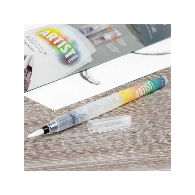 Set de pensule Cretacolor Aqua2Go cu rezervor de apă, 3 buc