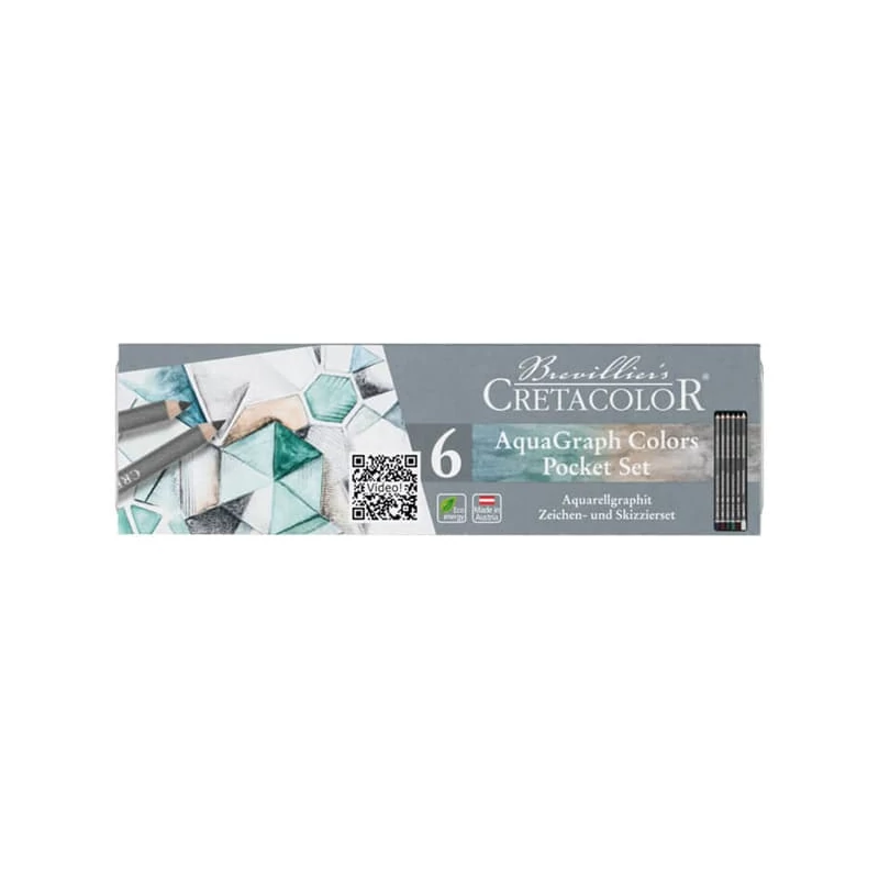 Cretacolor Aquagraph Colors Pocket Set Set creioane grafit solubile în apă, 6 buc., cutie metalică