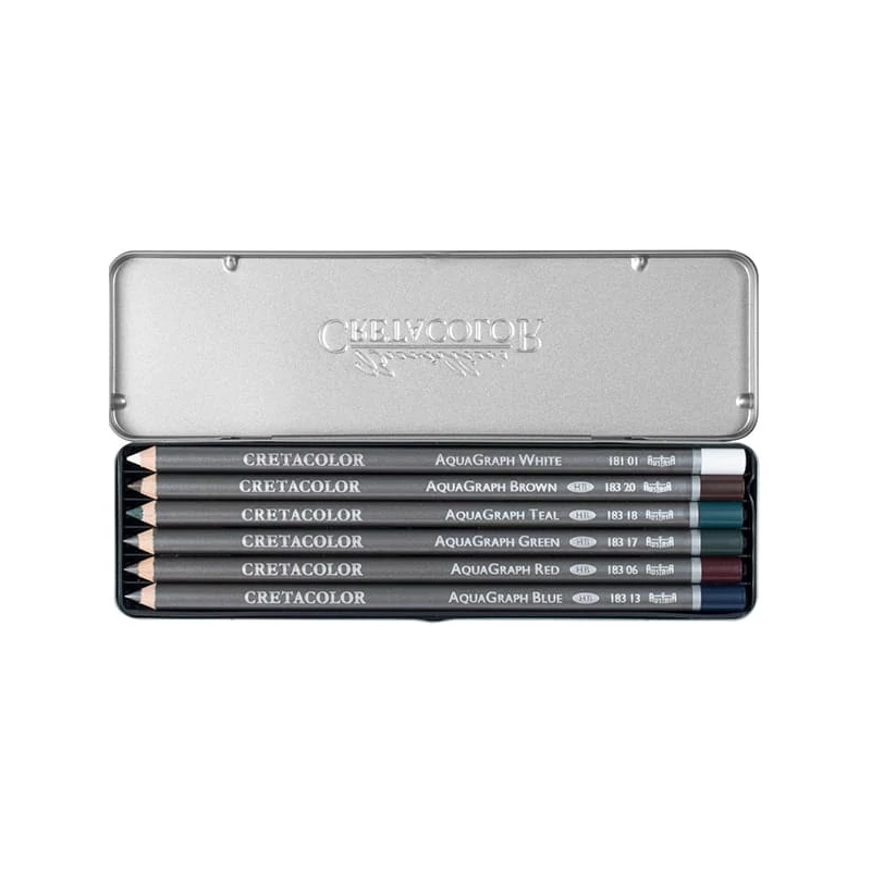 Cretacolor Aquagraph Colors Pocket Set Set creioane grafit solubile în apă, 6 buc., cutie metalică