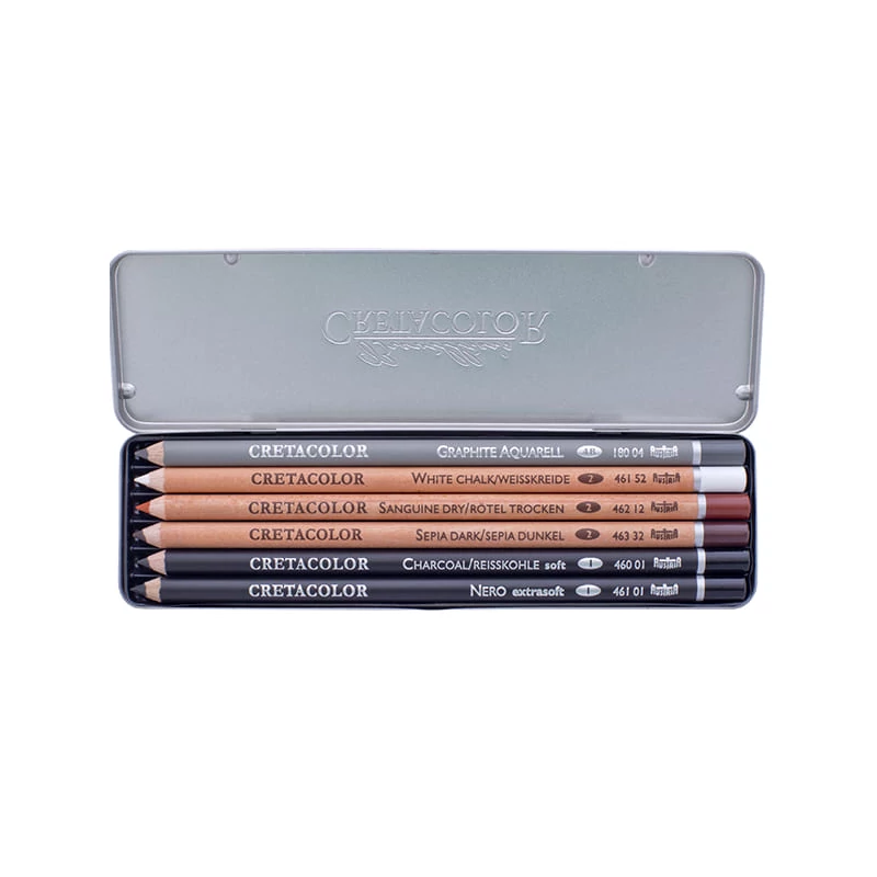 Cretacolor Basic Pencil Pocket Set Set creioane schiță, 6 buc., cutie metalică