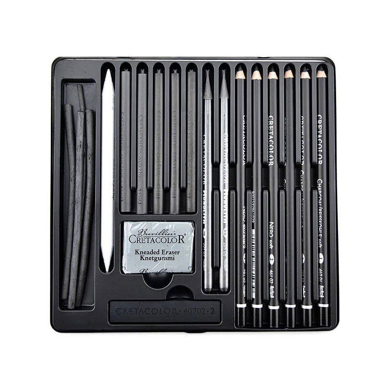 Set de desen cu cărbune Cretacolor Black Box - 20 buc, Pod cu lanțuri