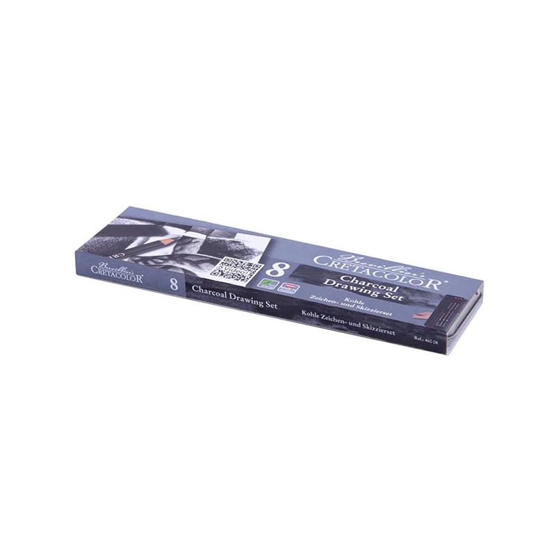 Cretacolor Charcoal Pocket Set  Set de desen din 8 piese, cutie metalica