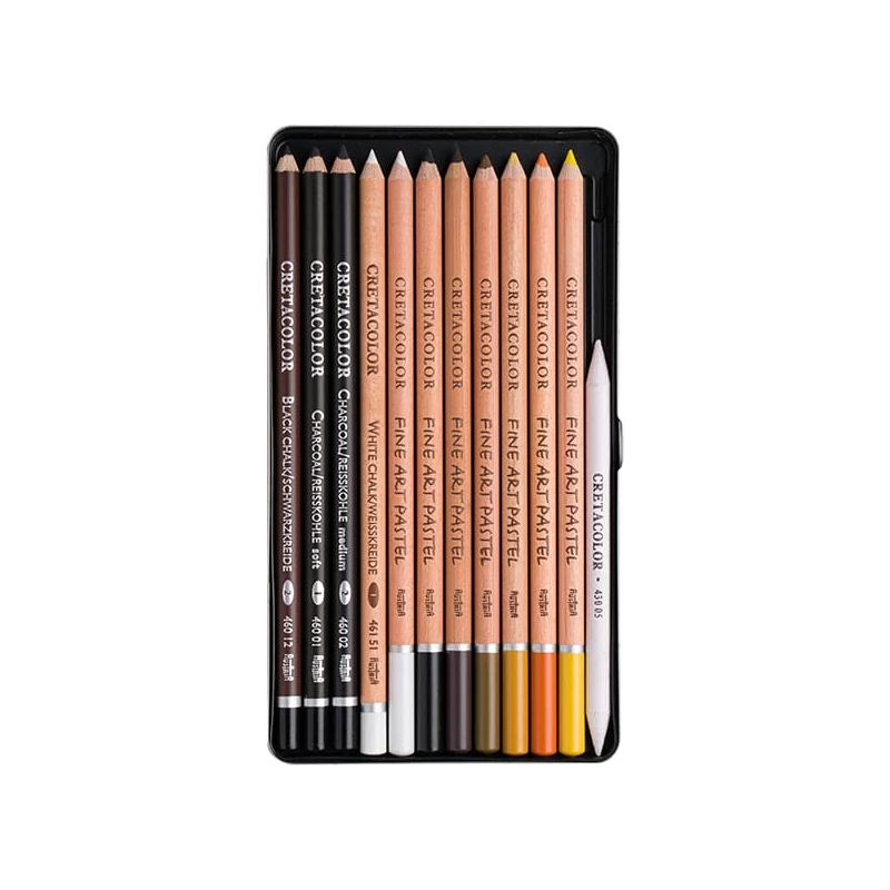 Cretacolor Eagle Set, set de desen, 12 buc, în cutie metalică