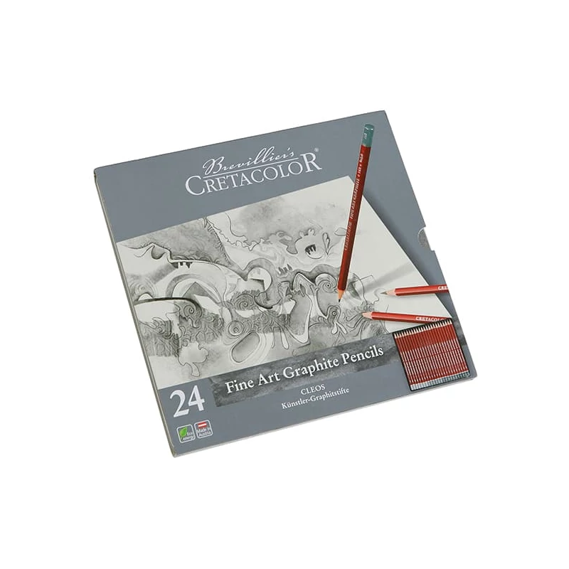 Set creioane grafit Cretacolor Fine Art Graphite - 24 buc, cutie metalica