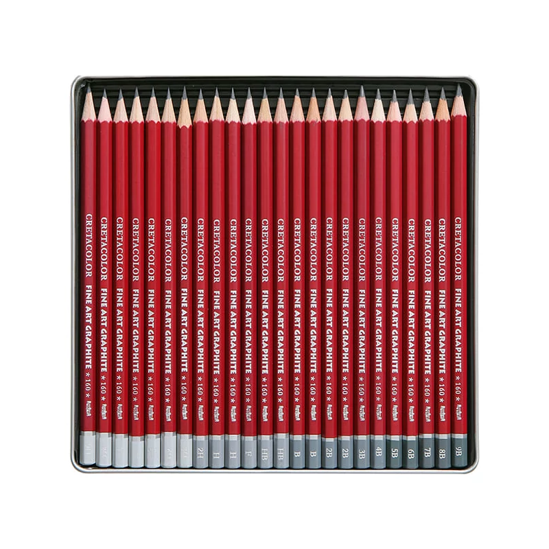 Set creioane grafit Cretacolor Fine Art Graphite - 24 buc, cutie metalica