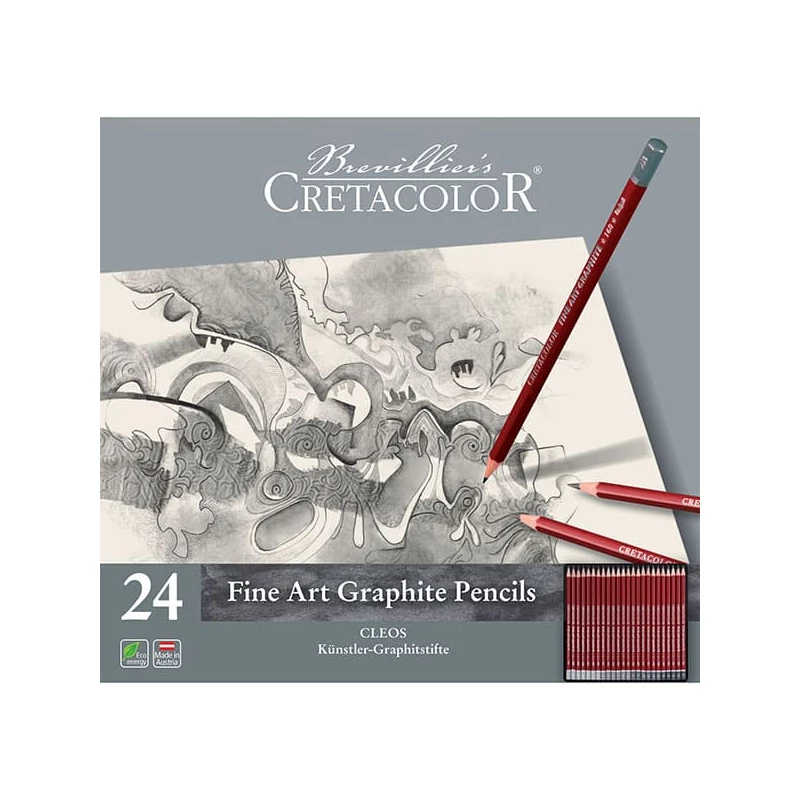 Set creioane grafit Cretacolor Fine Art Graphite - 24 buc, cutie metalica