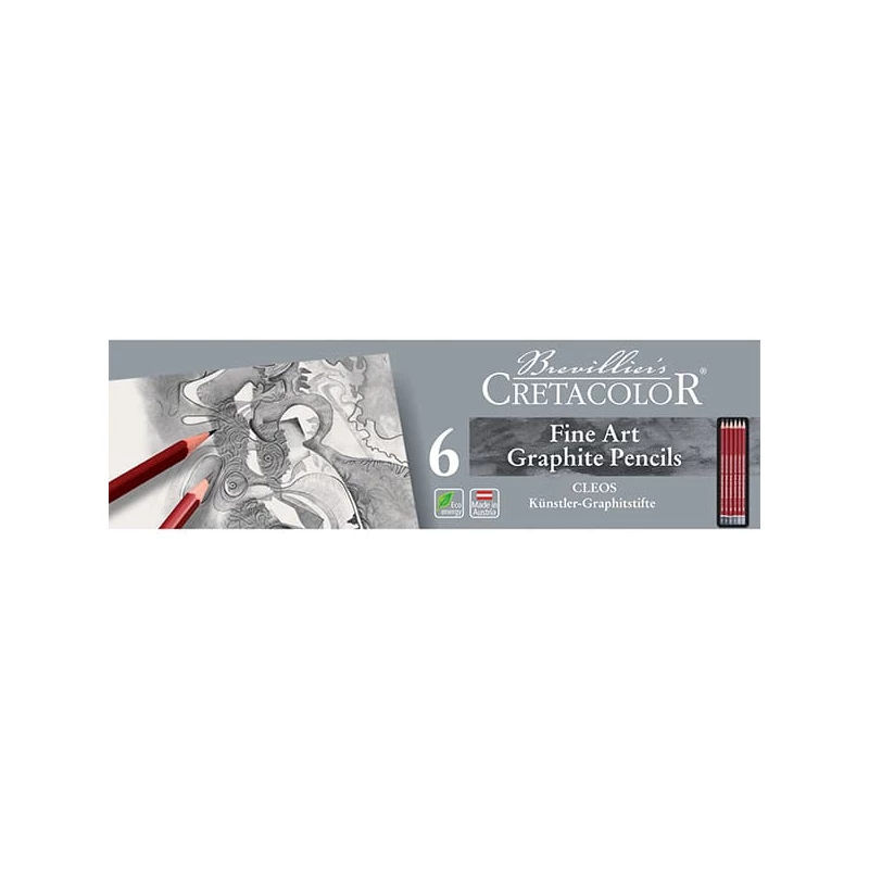 Set creioane grafit Cretacolor Fine Art Graphite - 6 buc, cutie metalica