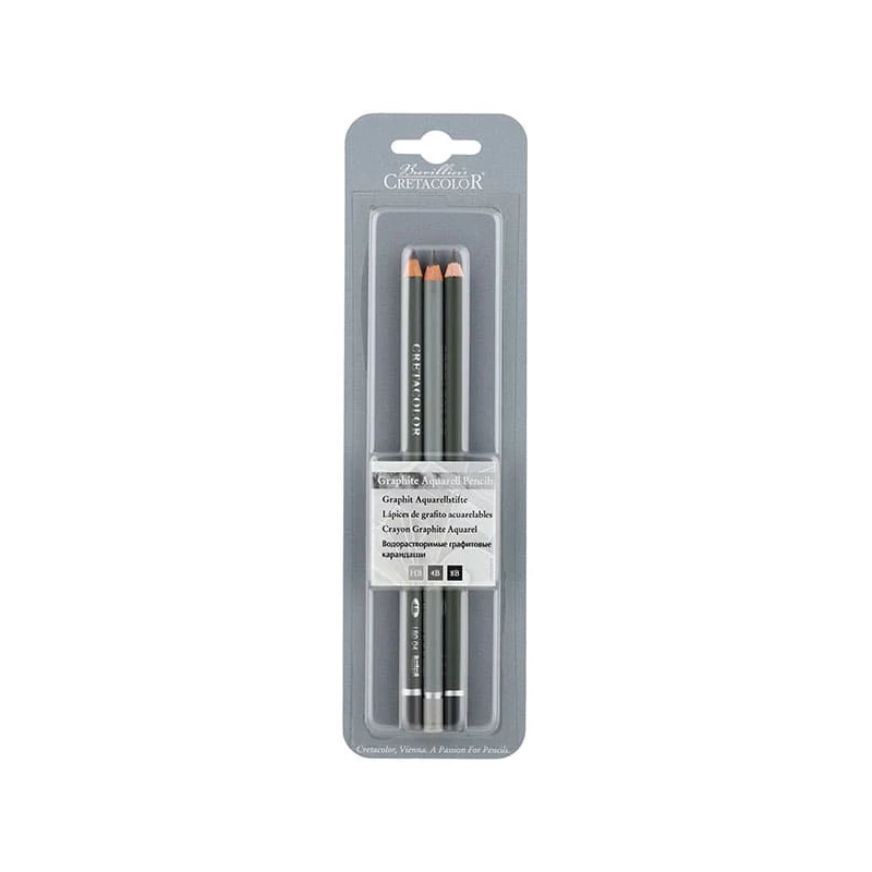 Set creioane grafit Cretacolor Graphite Aquarell solubile în apă, 3 buc