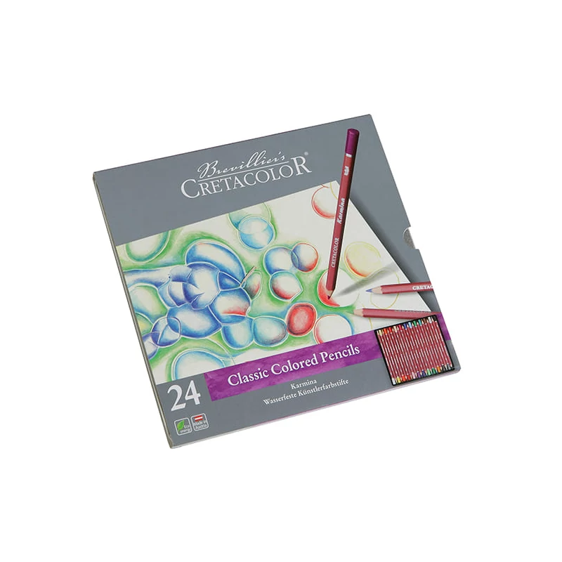 Set creioane colorate Cretacolor Karmina - 24 buc, cutie metalică