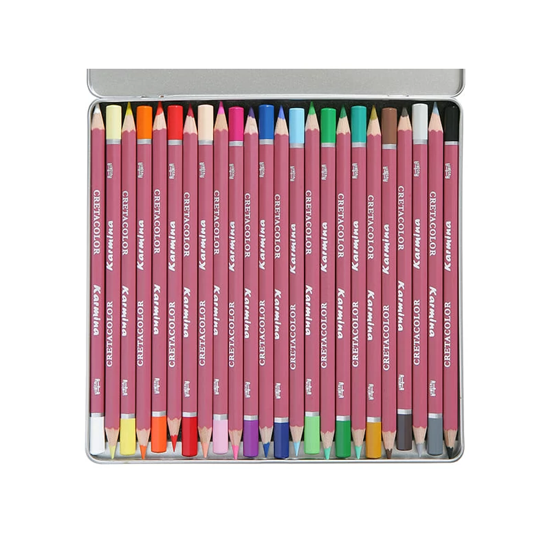 Set creioane colorate Cretacolor Karmina - 24 buc, cutie metalică