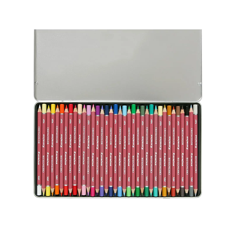 Set creioane colorate Cretacolor Karmina - 36 buc, cutie metalică