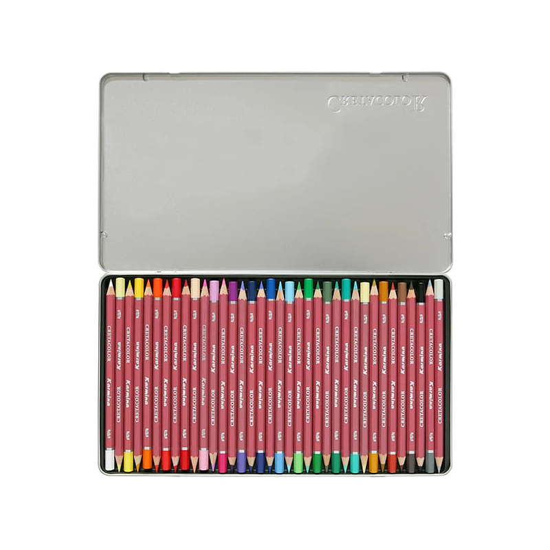Set creioane colorate Cretacolor Karmina - 36 buc, cutie metalică