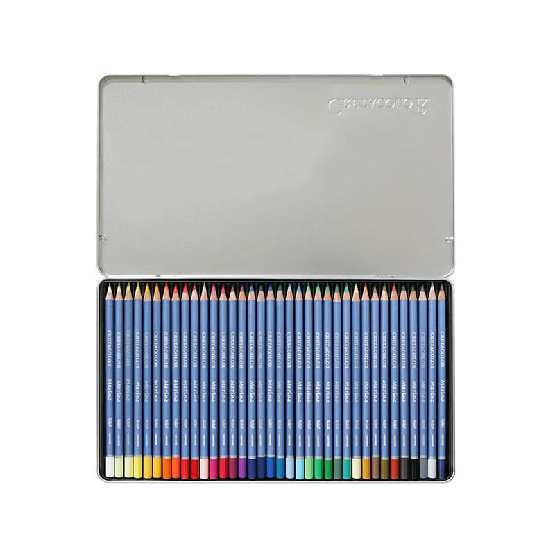 Set creioane acuarelă Cretacolor Marino - 36 buc, cutie metalică