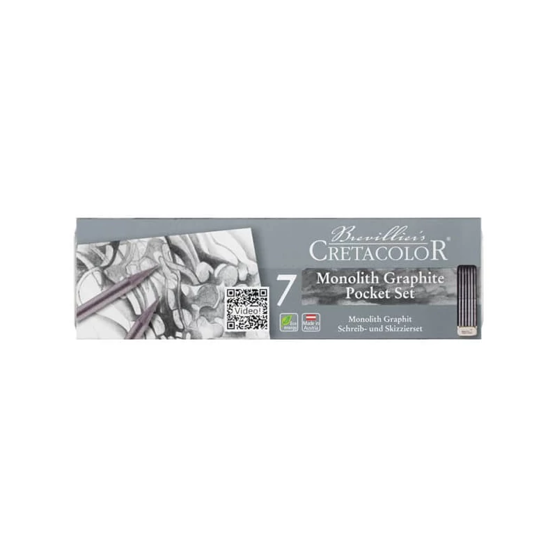 Set baton grafit Cretacolor Monolith Graphite Pocket Set, 7 piese, cutie metalică