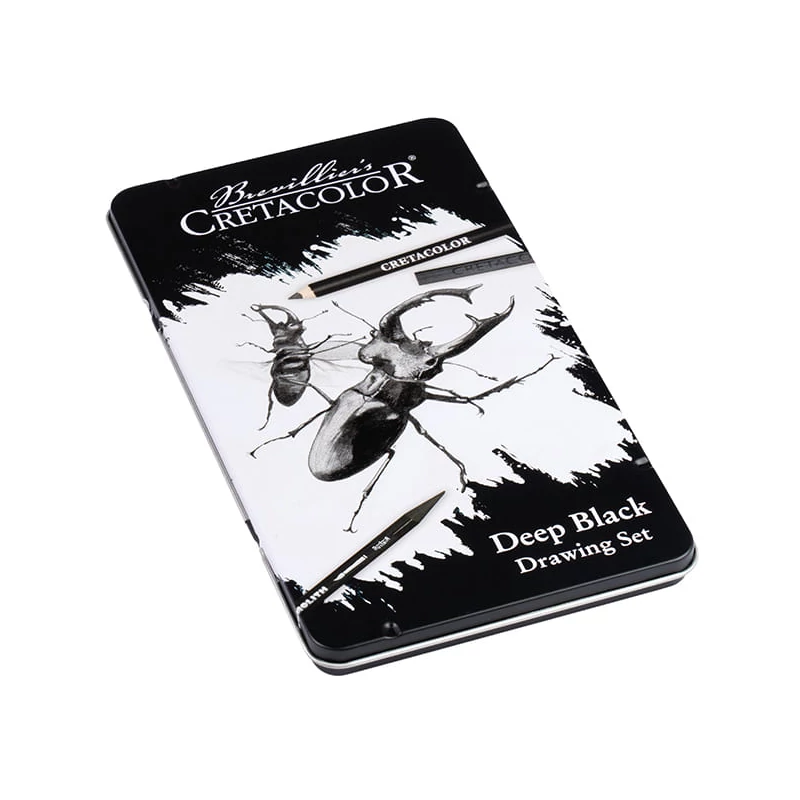 Cretacolor Nero Deep Black Drawing Set , 10 piese, cutie metalică