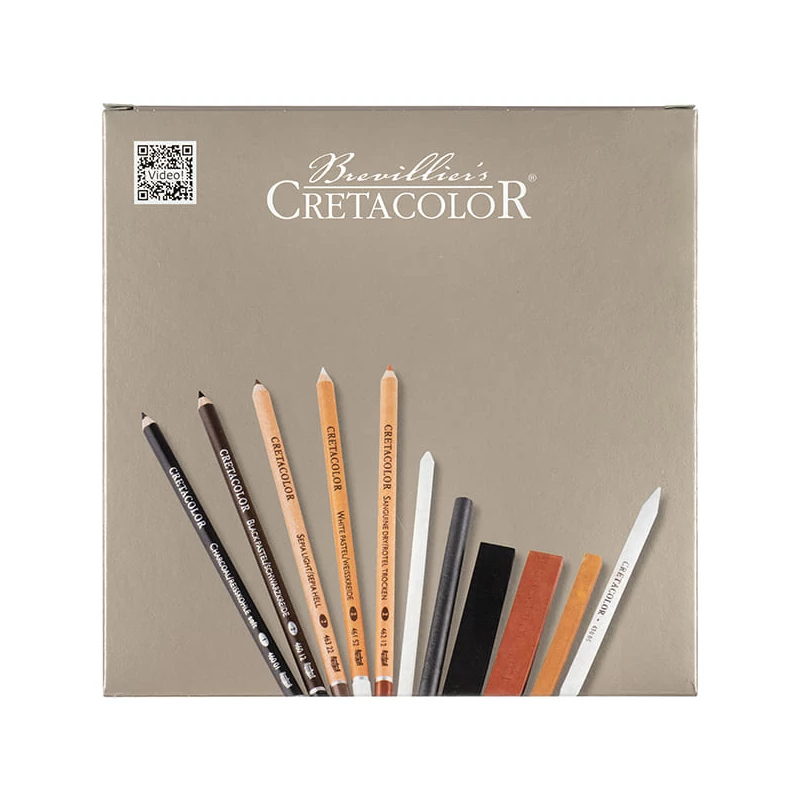 Set de desen și schiță  Cretacolor Passion Box, 25 bucati, cutie din lemn