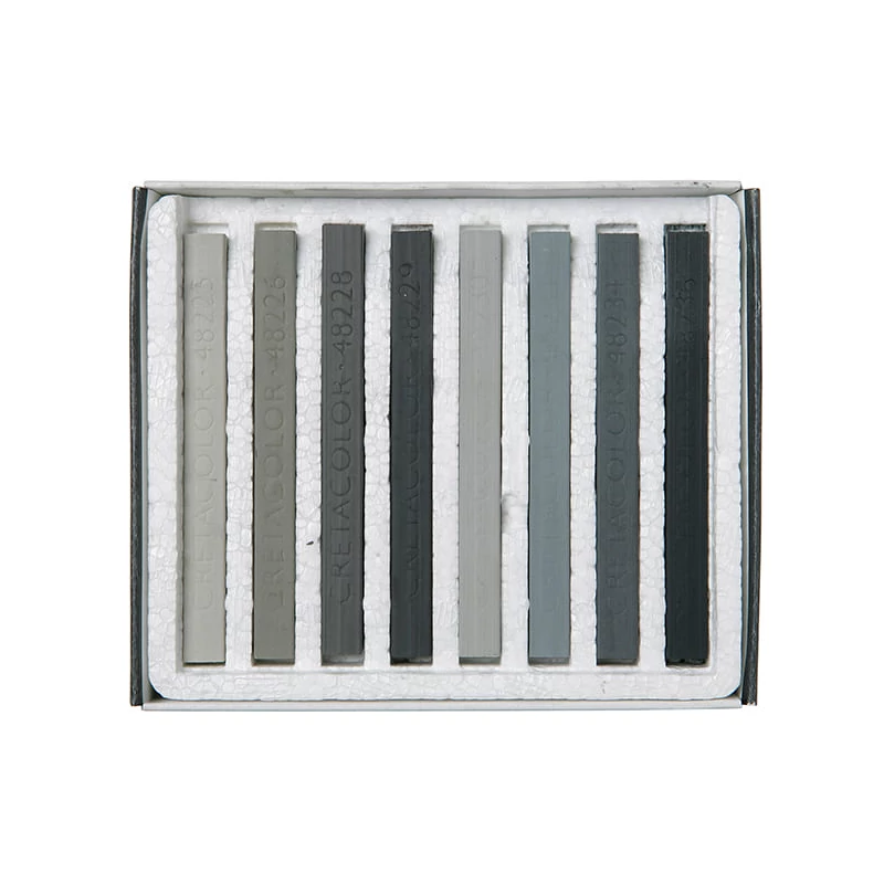 Set crete pastel Cretacolor - 8 buc, nuanțe de gri