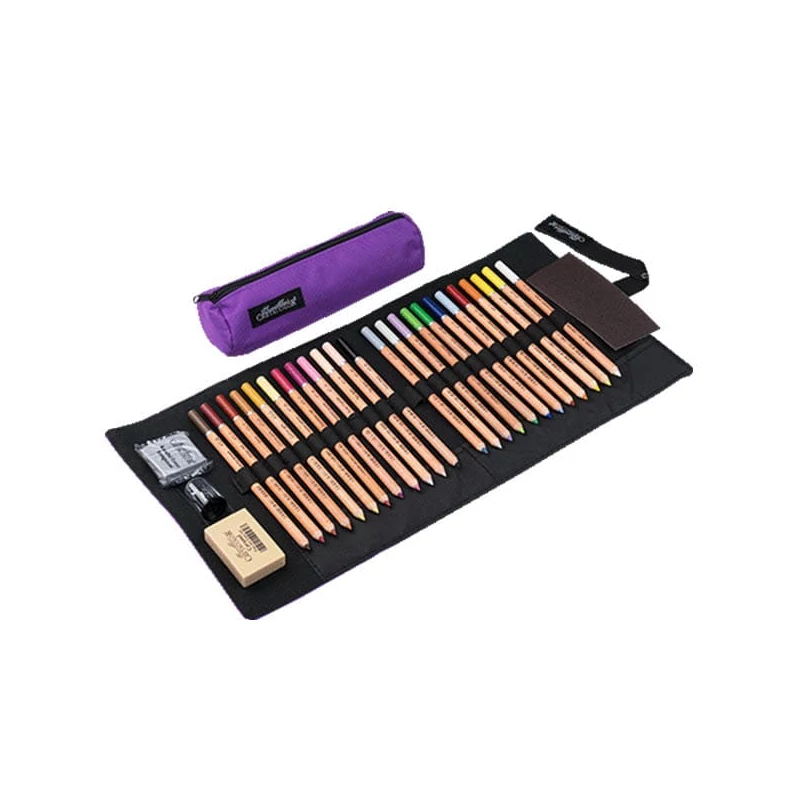Cretacolor Pencil Wrap Set, set de desen în suport de pânză rulabil - Pastel Pencils, 29 buc