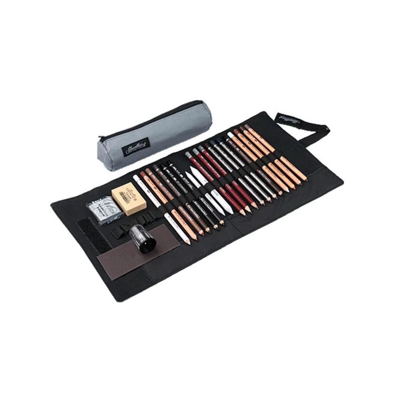 Cretacolor Pencil Wrap Set, set de desen în suport de pânză rulabil - Professional, 24 buc