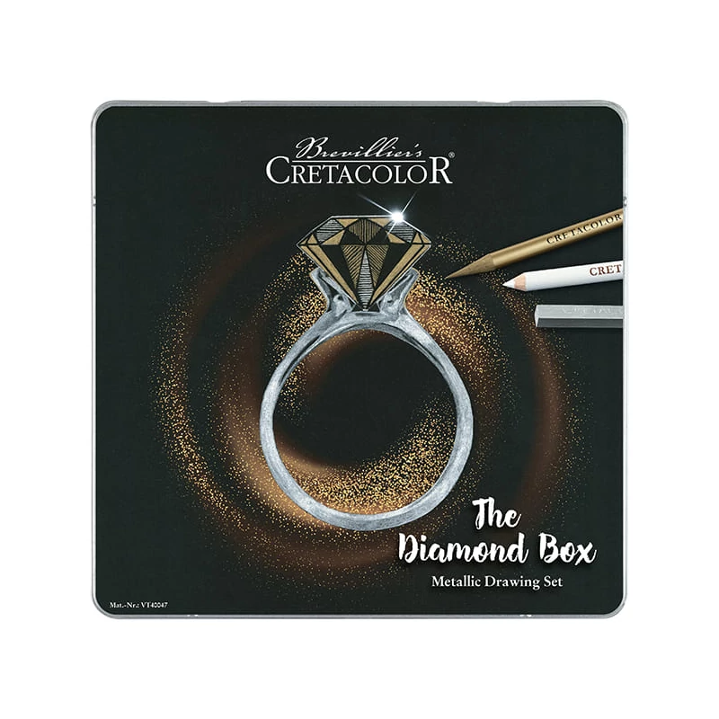 Set de desene și schițe Cretacolor The Diamond Box, 15 buc. , cutie metalică