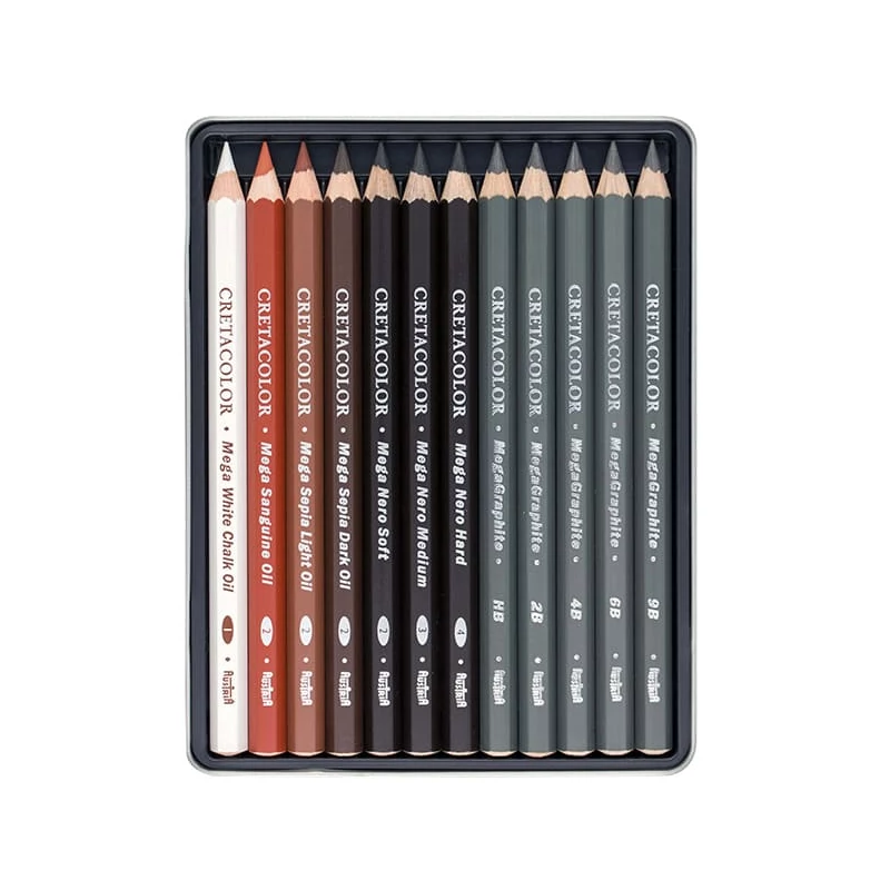 Cretacolor X-Sketch Mega set de creioane pentru desen și schiță, 12 buc