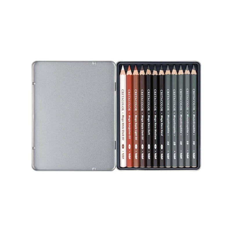 Cretacolor X-Sketch Mega set de creioane pentru desen și schiță, 12 buc