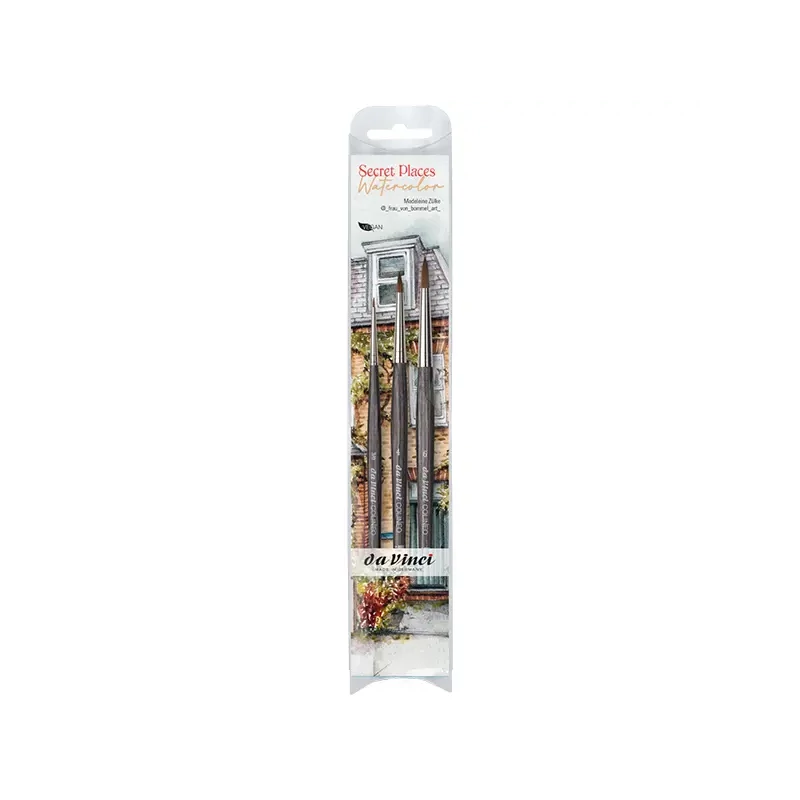 Da Vinci Secret Places Watercolour set de pensule, sintetice, rotunde, 3 buc