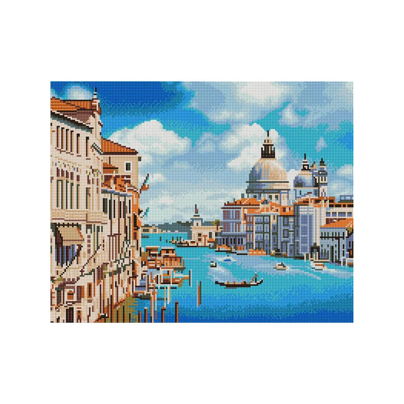 Pictură cu diamante , pe pânză întinsă, 40x50 cm - Canalele Veneției (Santa Maria della Salute)