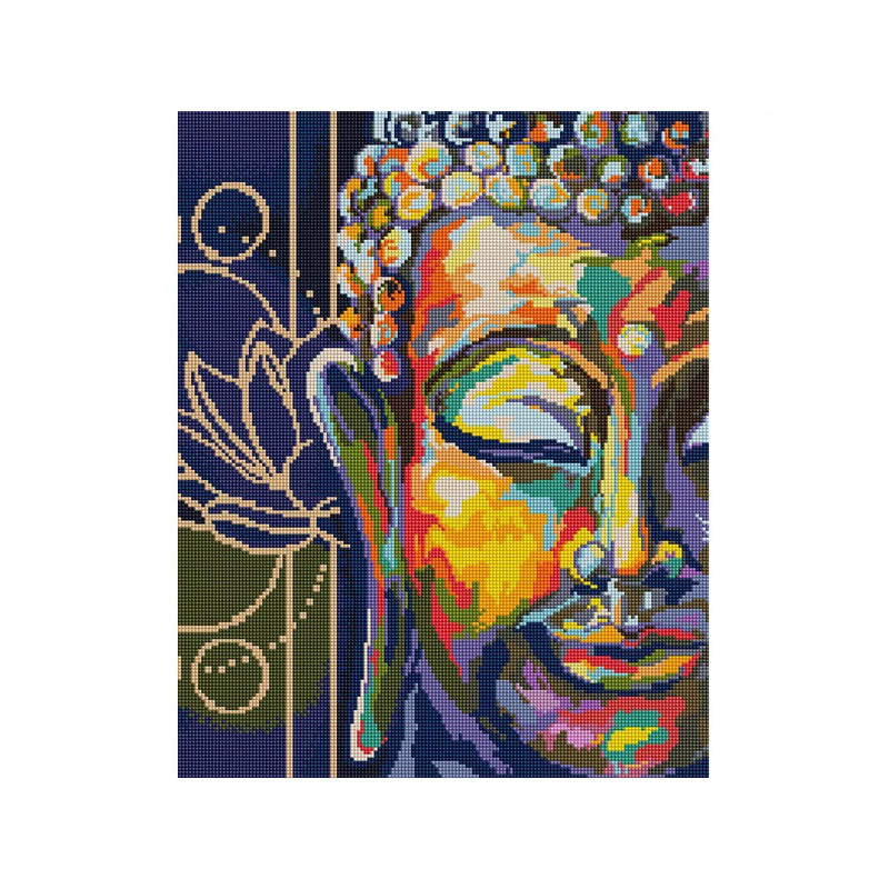 Pictură cu diamante , pe pânză întinsă , 40x50 cm - Buddha colorat
