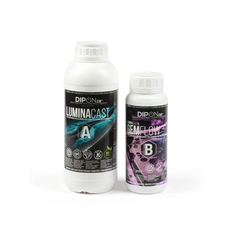 Rășină sintetică, epoxidică bicomponentă, Dipon LuminaCast 4 Gem Flow, 500+250 g