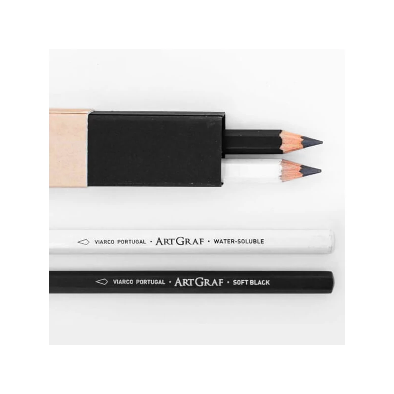 Set de creioane din grafit ArtGraf solubile în apă , 4 mm - B, 2B