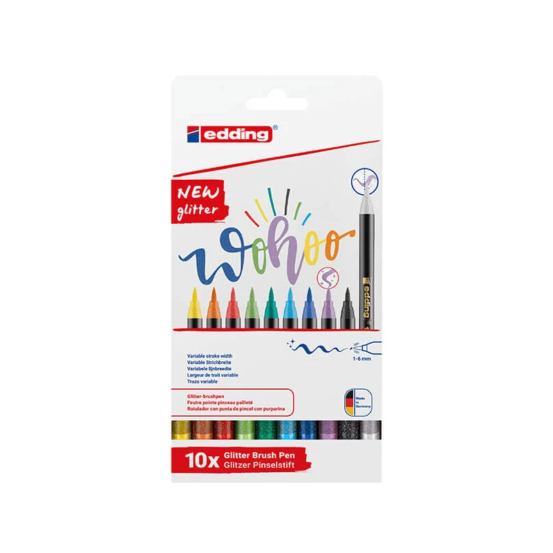 edding 1340 marker tip pensulă în set, S (1-6 mm) - 10 buc, cu sclipici