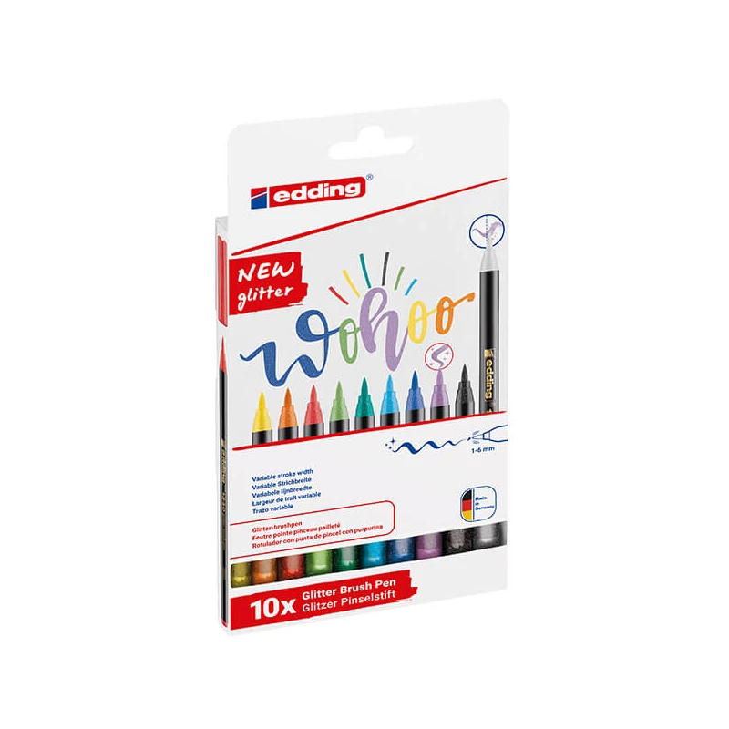 edding 1340 marker tip pensulă în set, S (1-6 mm) - 10 buc, cu sclipici