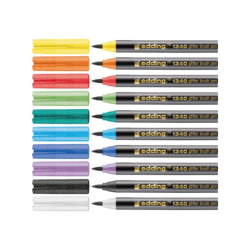 edding 1340 marker tip pensulă în set, S (1-6 mm) - 10 buc, cu sclipici