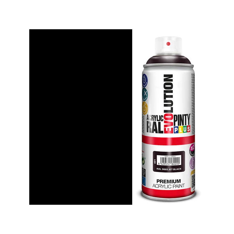 Vopsea spray acrilica, EVOLUTION lucioasa, 400 ml - RAL9005 jet black
