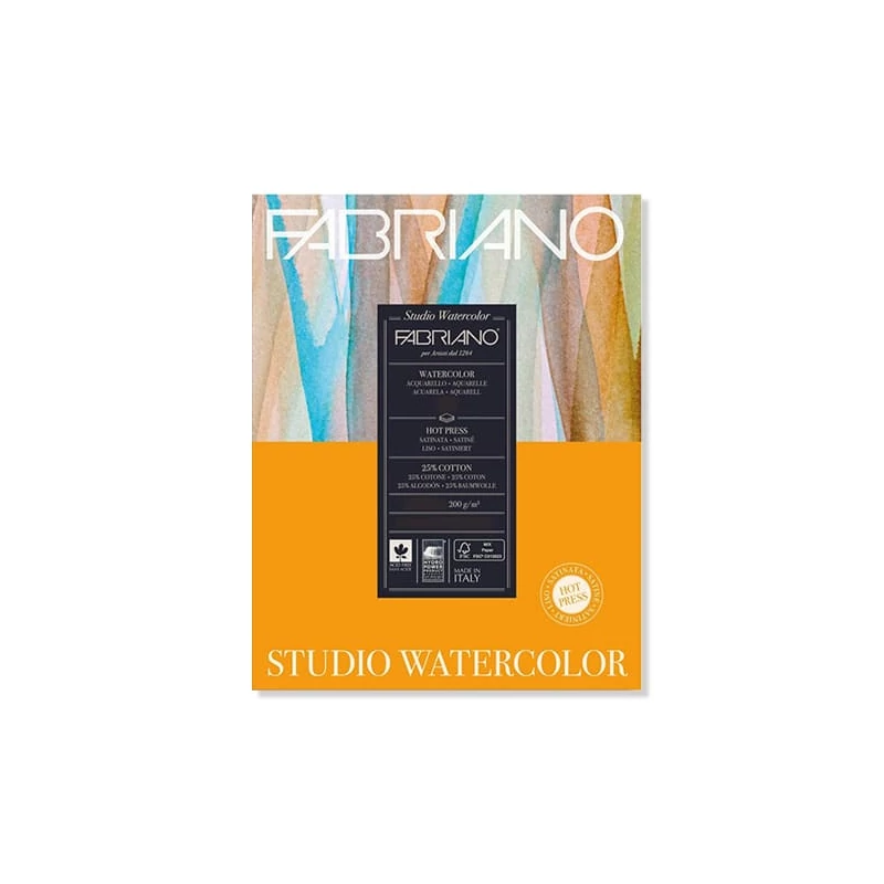 Fabriano Studio Watercolour Bloc de acuarelă, 200 g, 22,9x30,5 cm, 20 coli, neted