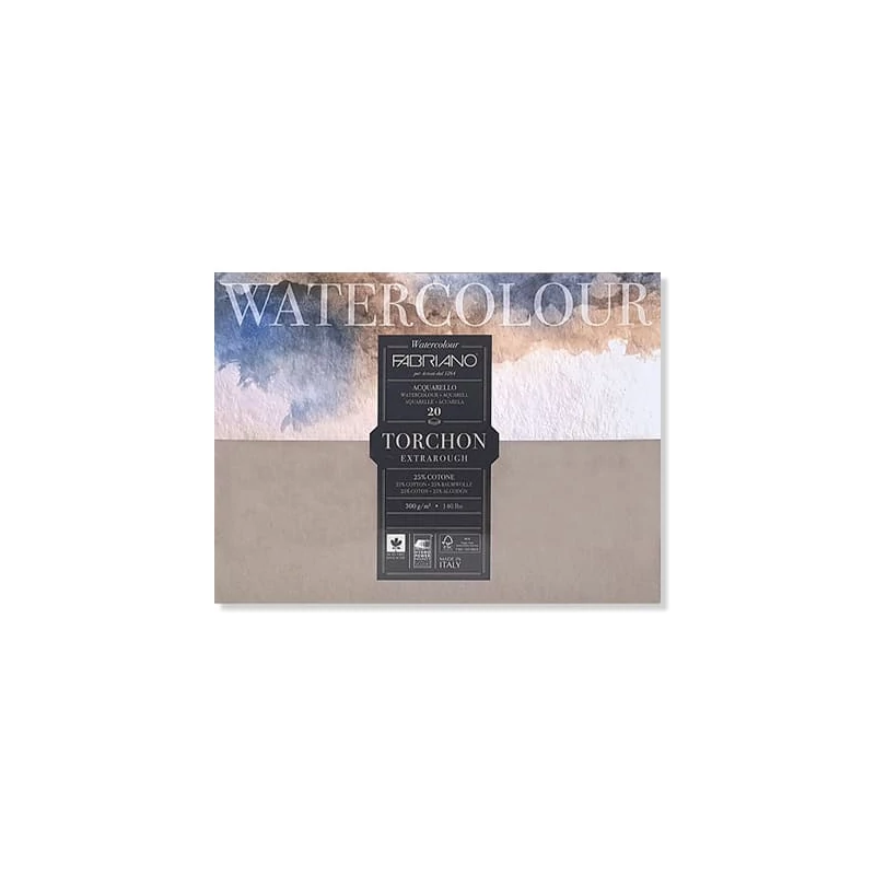 Bloc de acuarelă Fabriano Watercolor Torchon, 300 g, 23x30,5 cm, 20 coli, rugoasă